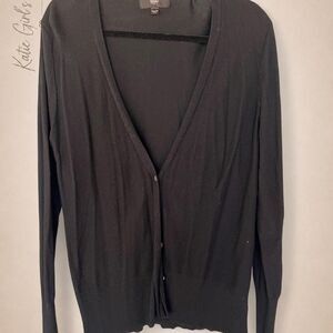 Massimo Black Button Front Cardigan Sweater Women's 2X Lightweight V-Neck
